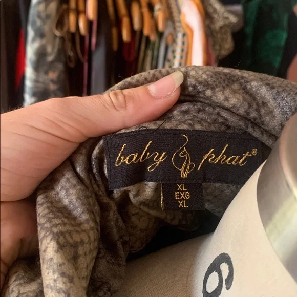 Baby phat Women's Faux Fur Jacket in blue Black and Gray - Picture 3 of 3